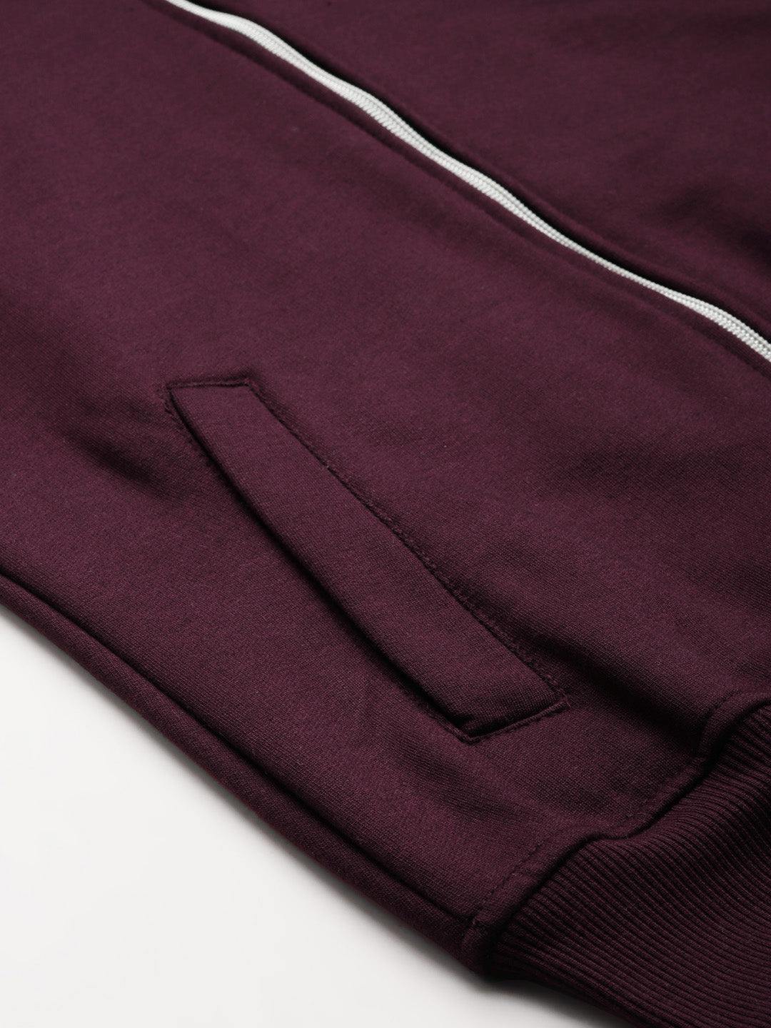 Solid Fleece-Lined Zip-Closure Hooded Sweatshirt with Pockets