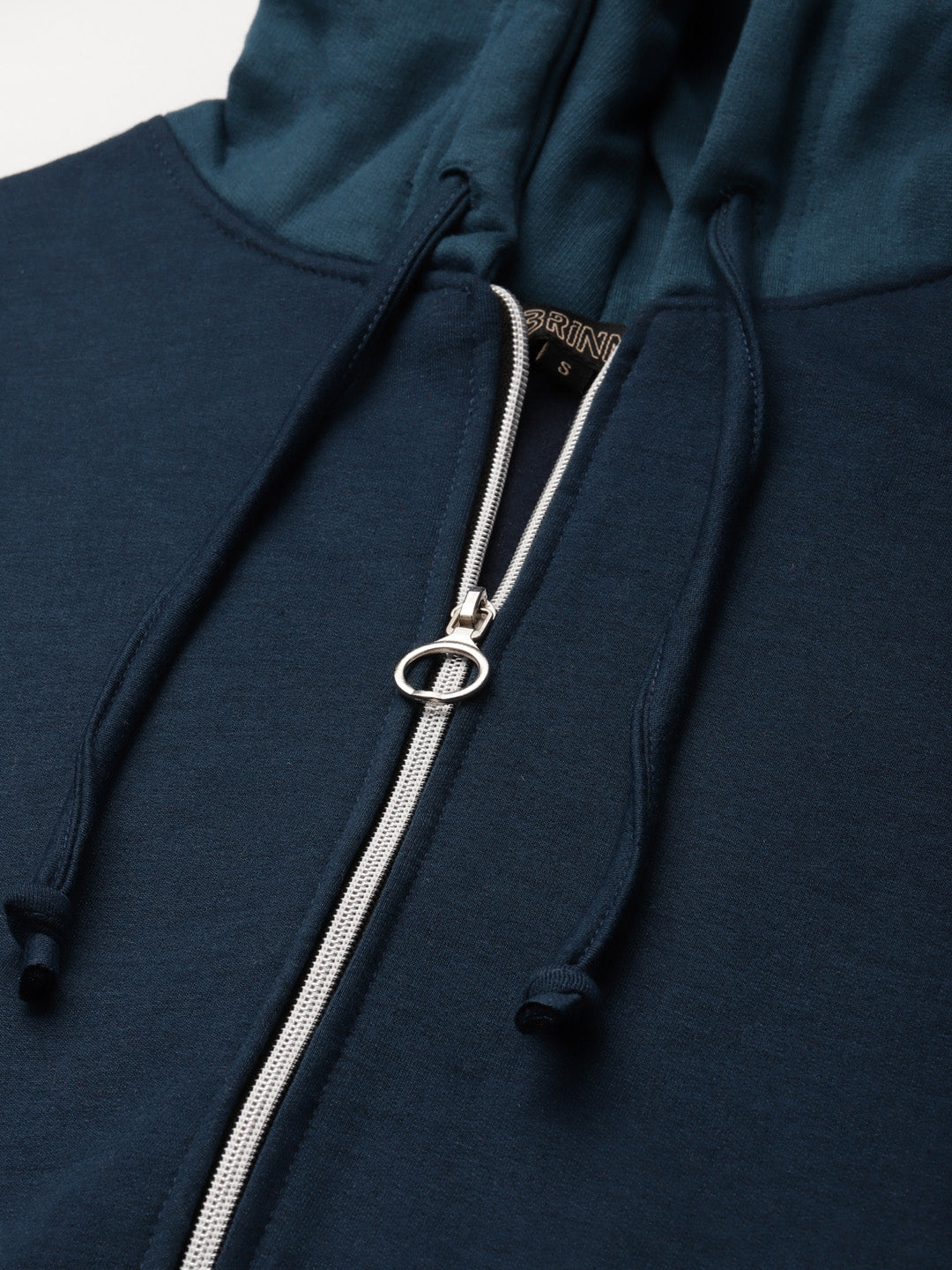 Solid Fleece-Lined Zip-Closure Hooded Sweatshirt with Pockets