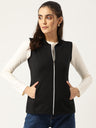 Henley Collar Sleeveless Fleece Zip Detail Tailored Jacket