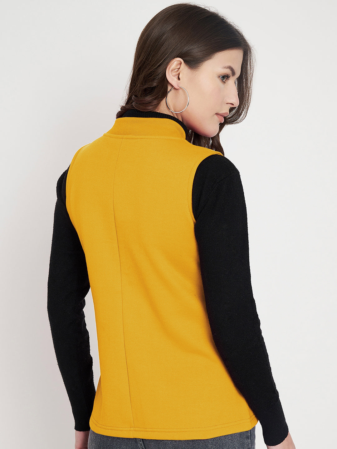 Henley Collar Sleeveless Fleece Zip Detail Tailored Jacket