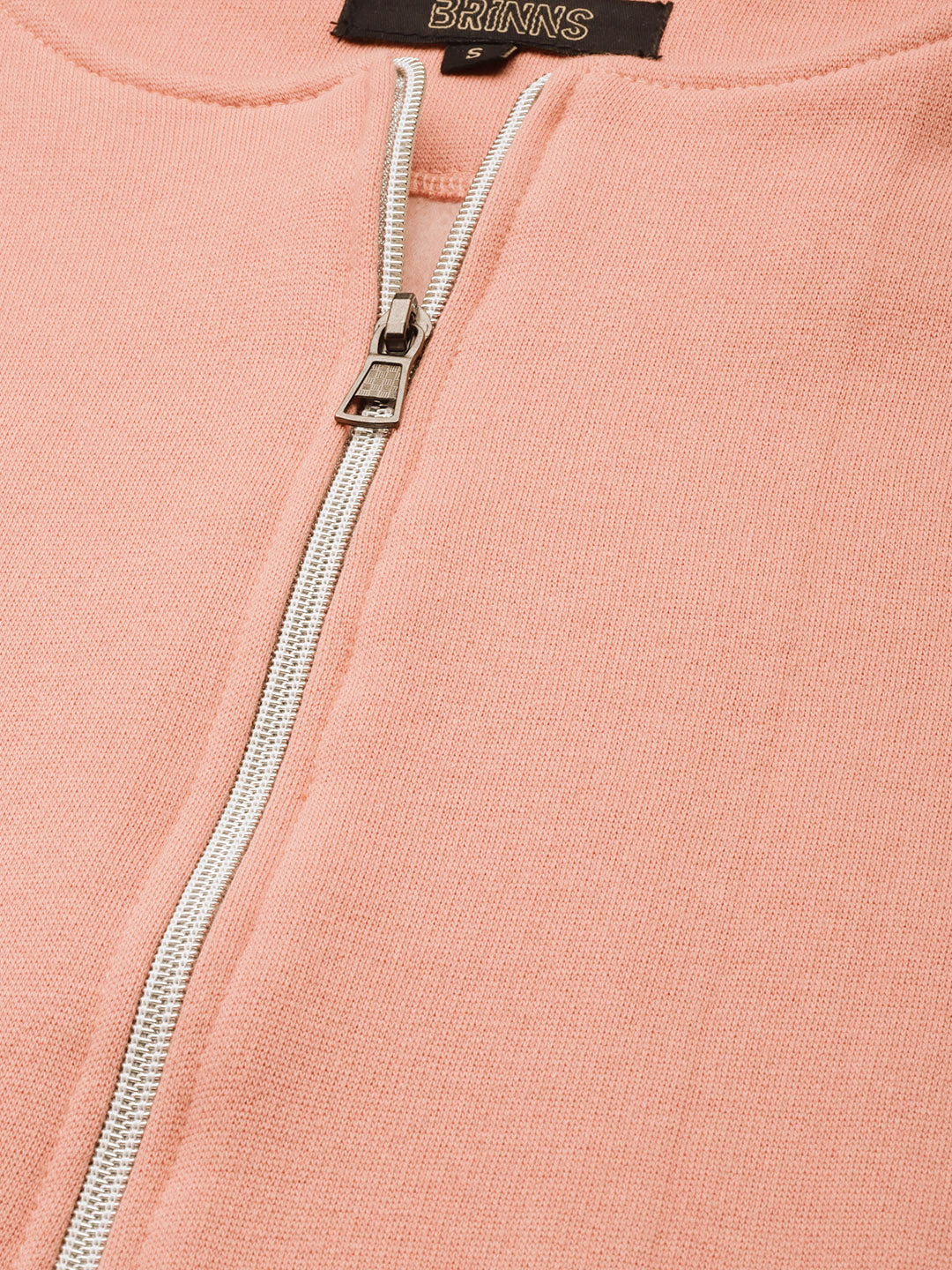 Collarless Solid Fleece Casual Bomber Jacket