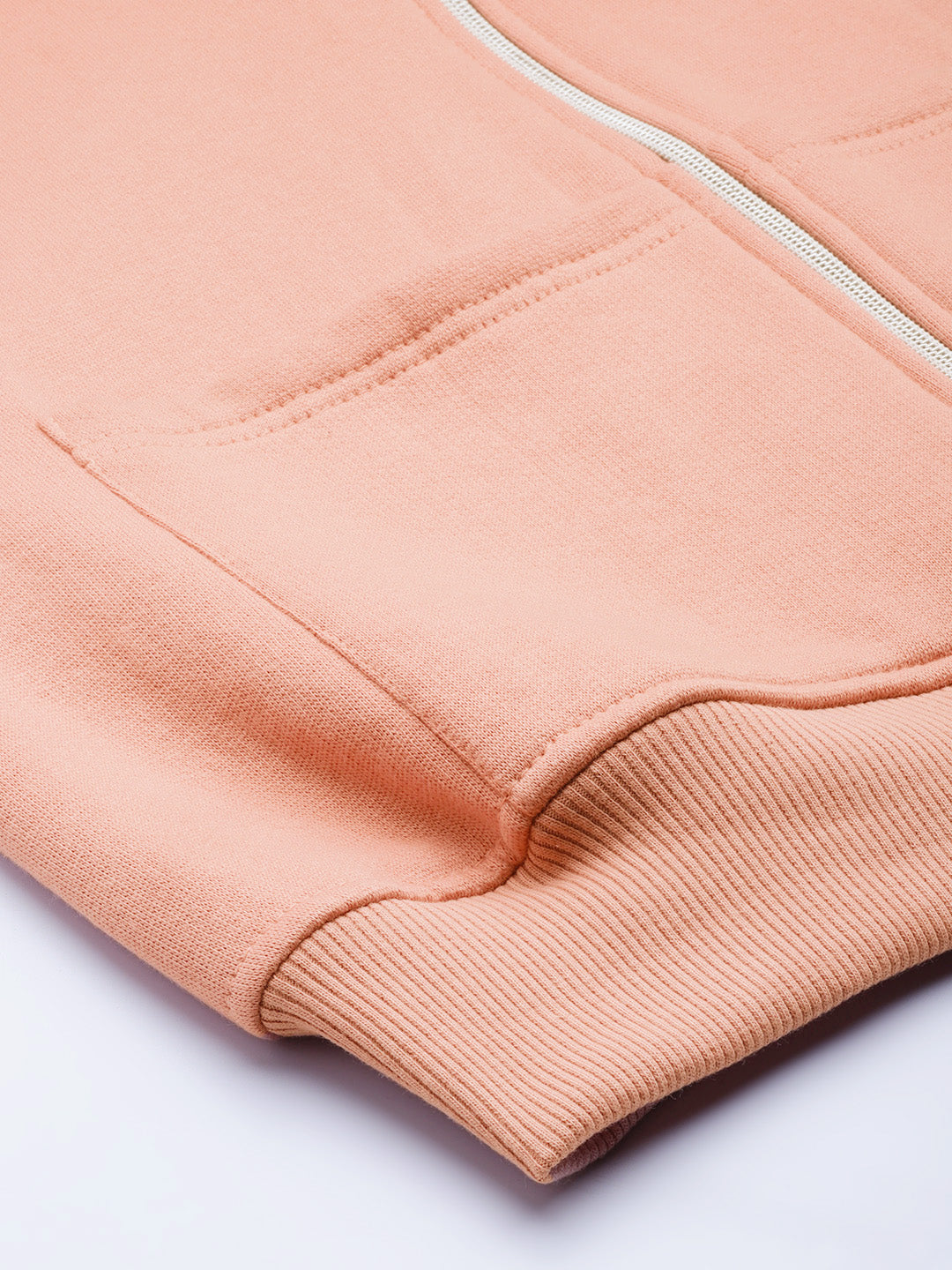 Collarless Solid Fleece Casual Bomber Jacket