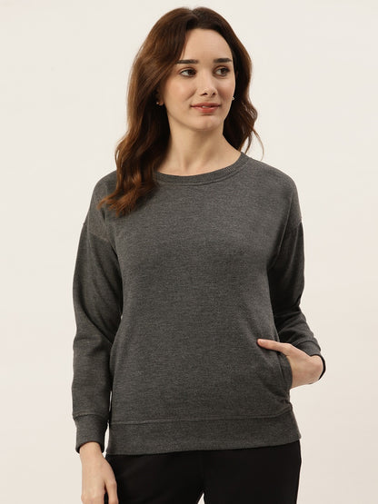 Solid Fleece Pullover Sweatshirt with Pockets