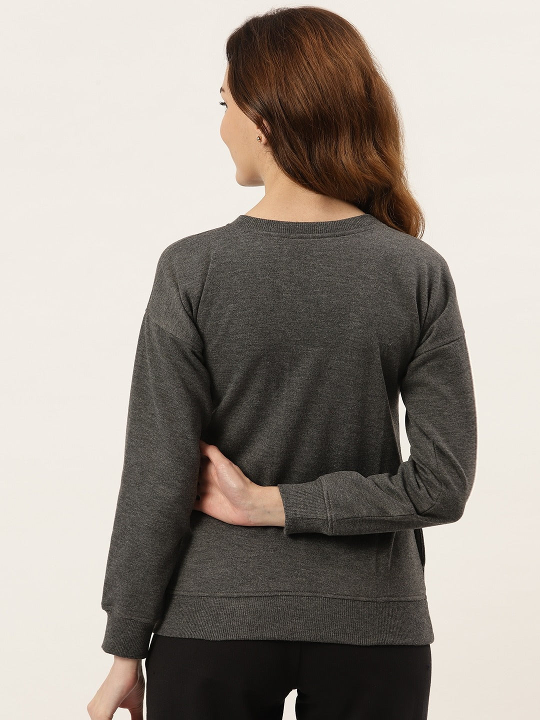 Solid Fleece Pullover Sweatshirt with Pockets