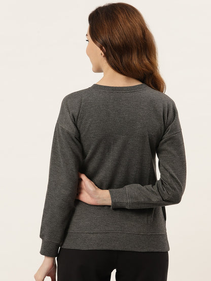Solid Fleece Pullover Sweatshirt with Pockets