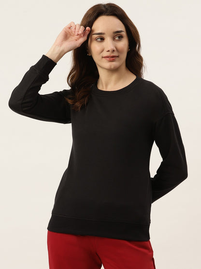 Solid Fleece Pullover Sweatshirt with Pockets