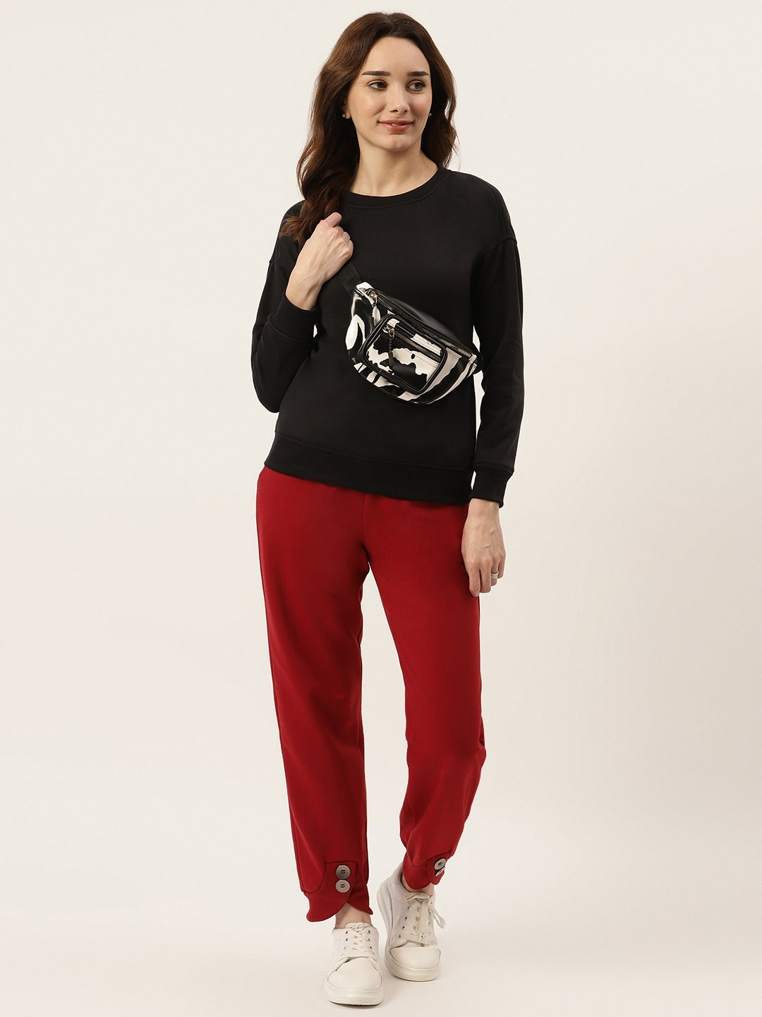 Solid Fleece Pullover Sweatshirt with Pockets