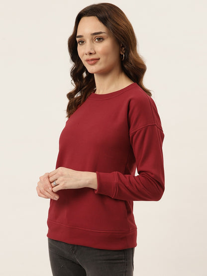 Solid Fleece Pullover Sweatshirt with Pockets