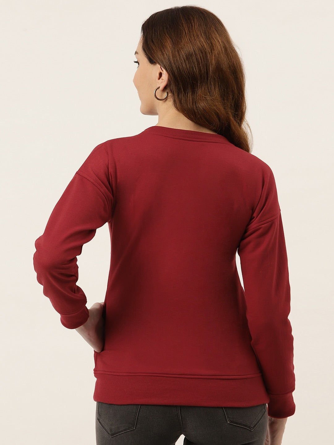 Solid Fleece Pullover Sweatshirt with Pockets