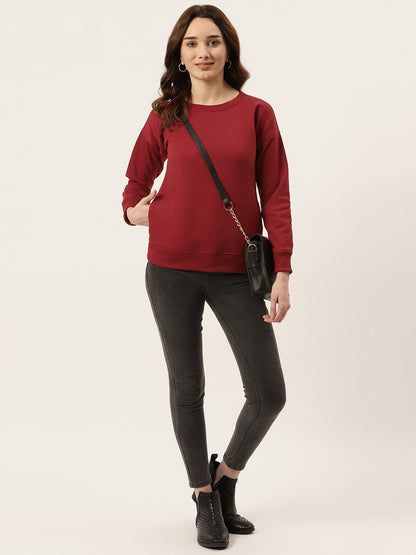 Solid Fleece Pullover Sweatshirt with Pockets