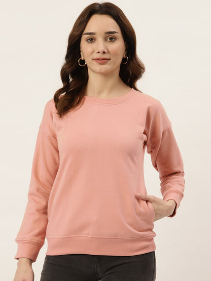 Solid Fleece Pullover Sweatshirt with Pockets