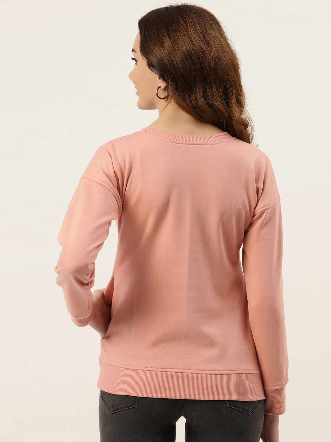 Solid Fleece Pullover Sweatshirt with Pockets