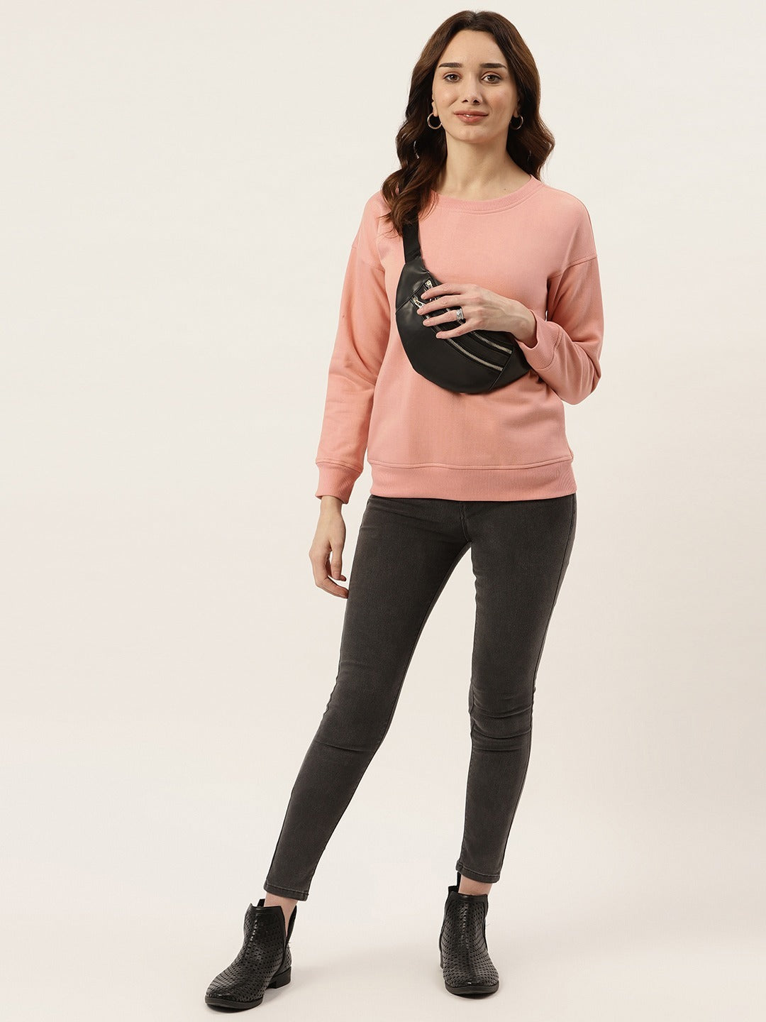 Solid Fleece Pullover Sweatshirt with Pockets