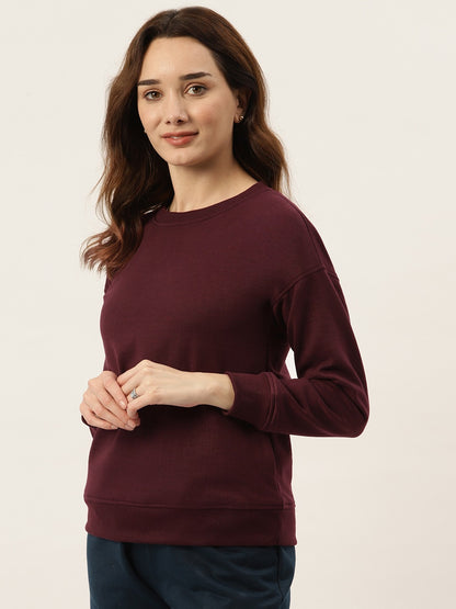 Solid Fleece Pullover Sweatshirt with Pockets