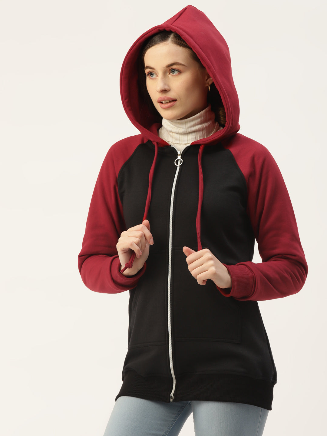 Colourblocked Fleece Hooded Sweatshirt