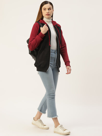 Colourblocked Fleece Hooded Sweatshirt