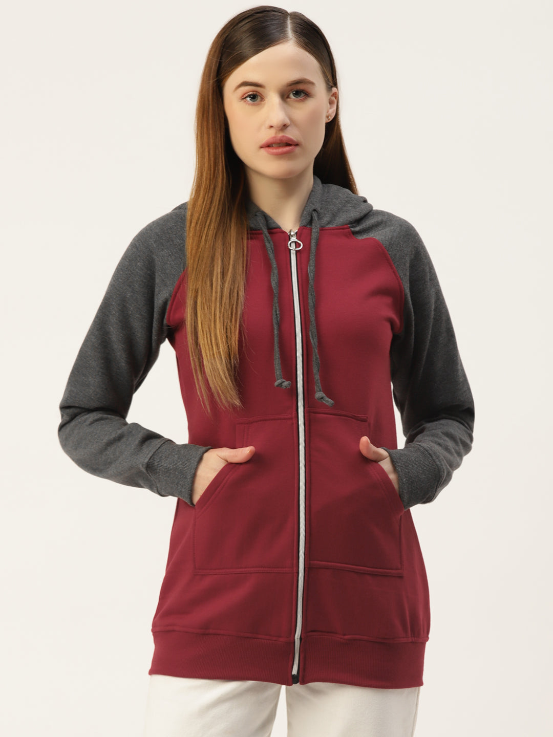 Colourblocked Fleece Hooded Sweatshirt