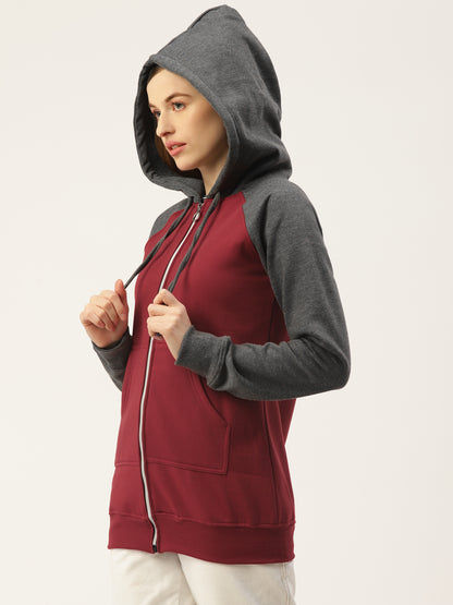 Colourblocked Fleece Hooded Sweatshirt
