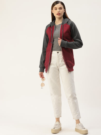 Colourblocked Fleece Hooded Sweatshirt