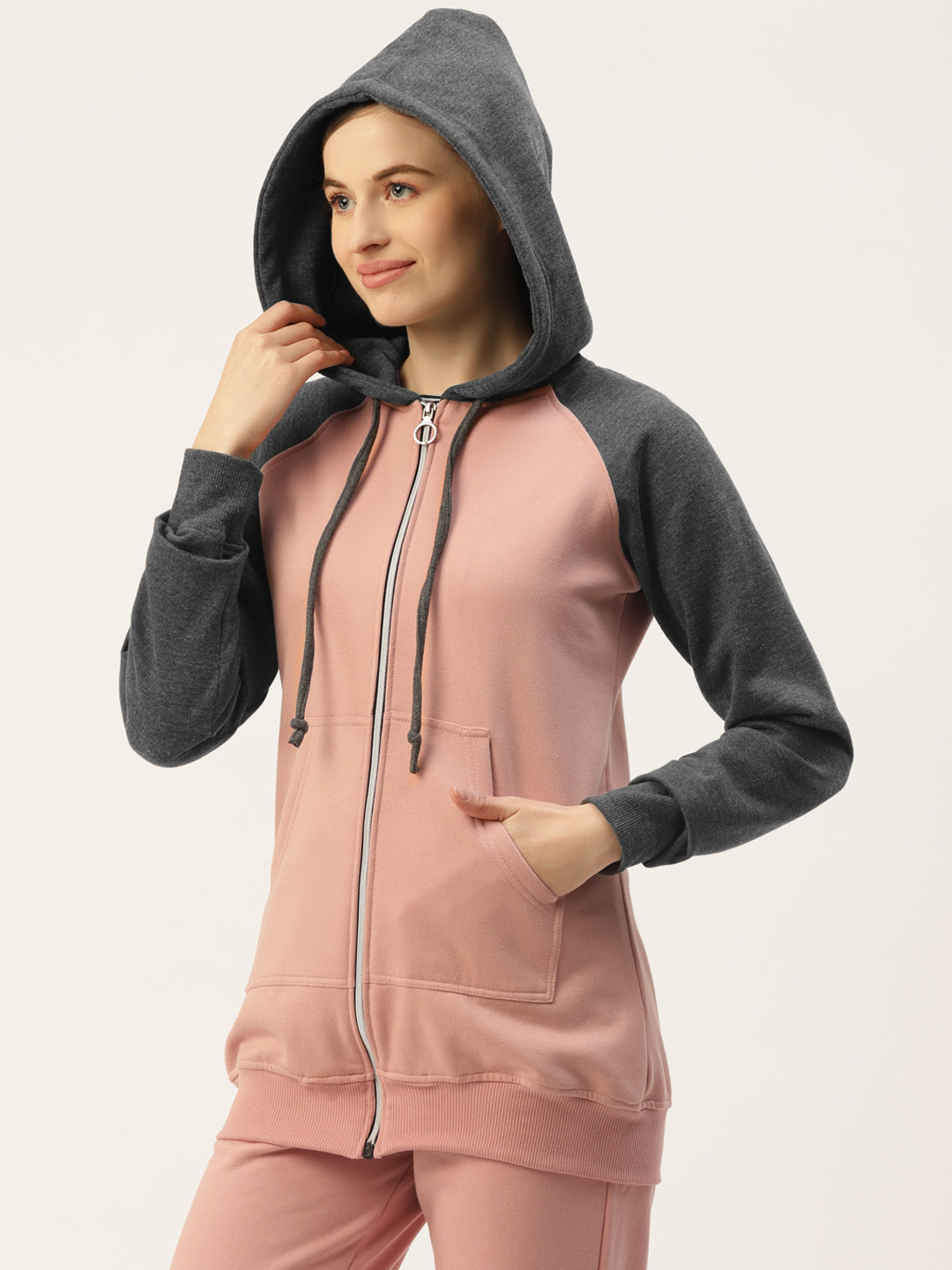 Colourblocked Fleece Hooded Sweatshirt