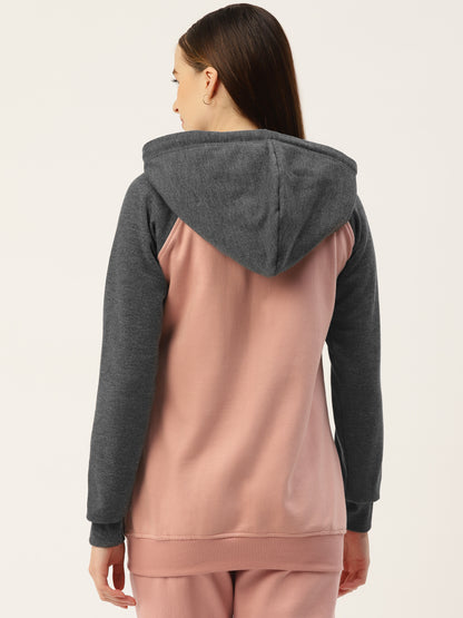 Colourblocked Fleece Hooded Sweatshirt