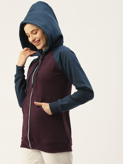 Colourblocked Fleece Hooded Sweatshirt