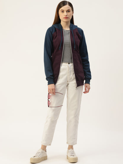 Colourblocked Fleece Hooded Sweatshirt