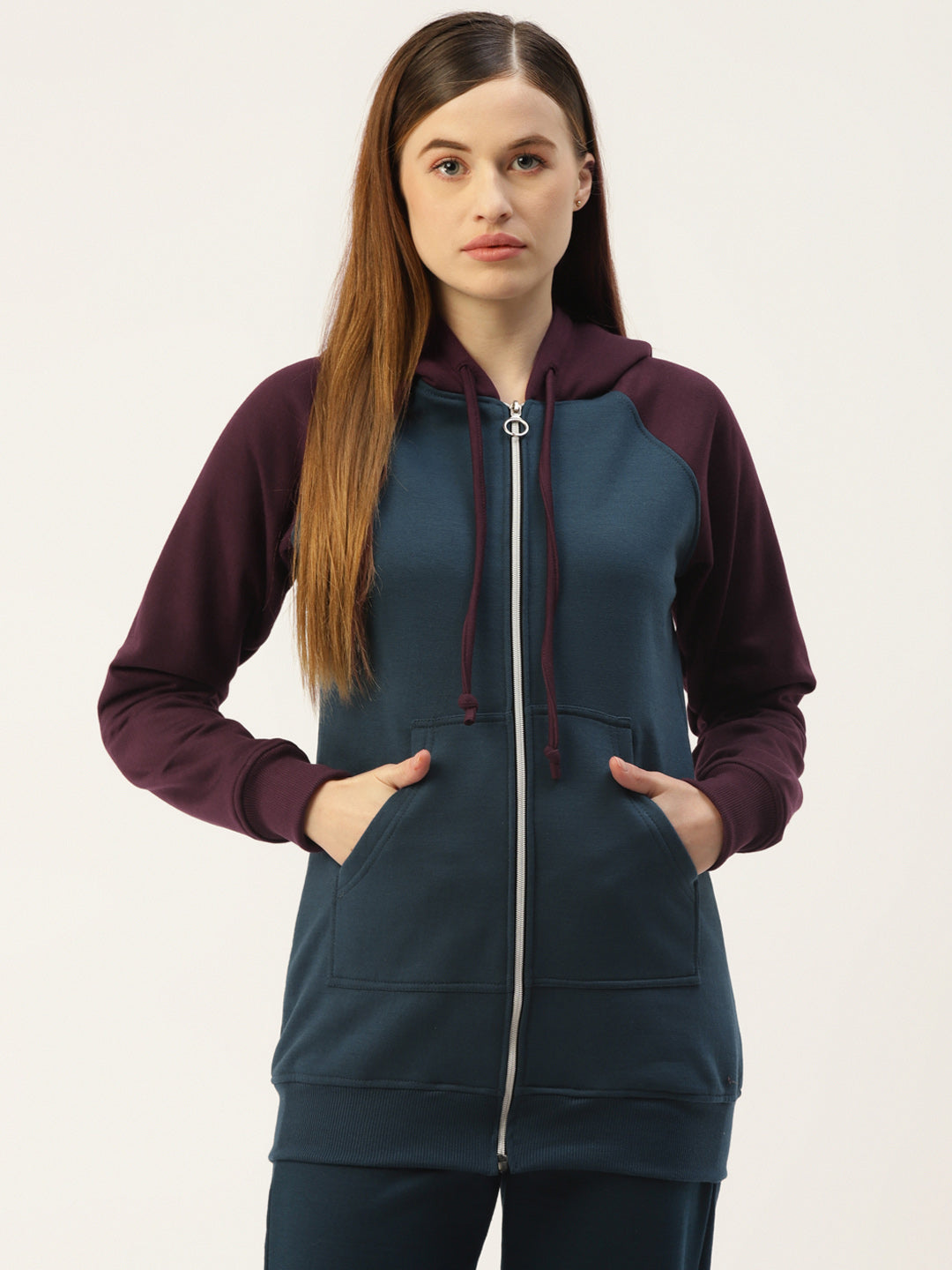 Colourblocked Fleece Hooded Sweatshirt