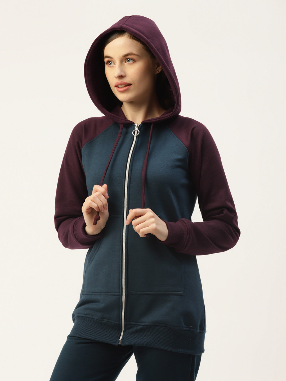 Colourblocked Fleece Hooded Sweatshirt