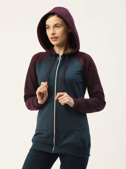 Colourblocked Fleece Hooded Sweatshirt