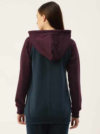 Colourblocked Fleece Hooded Sweatshirt