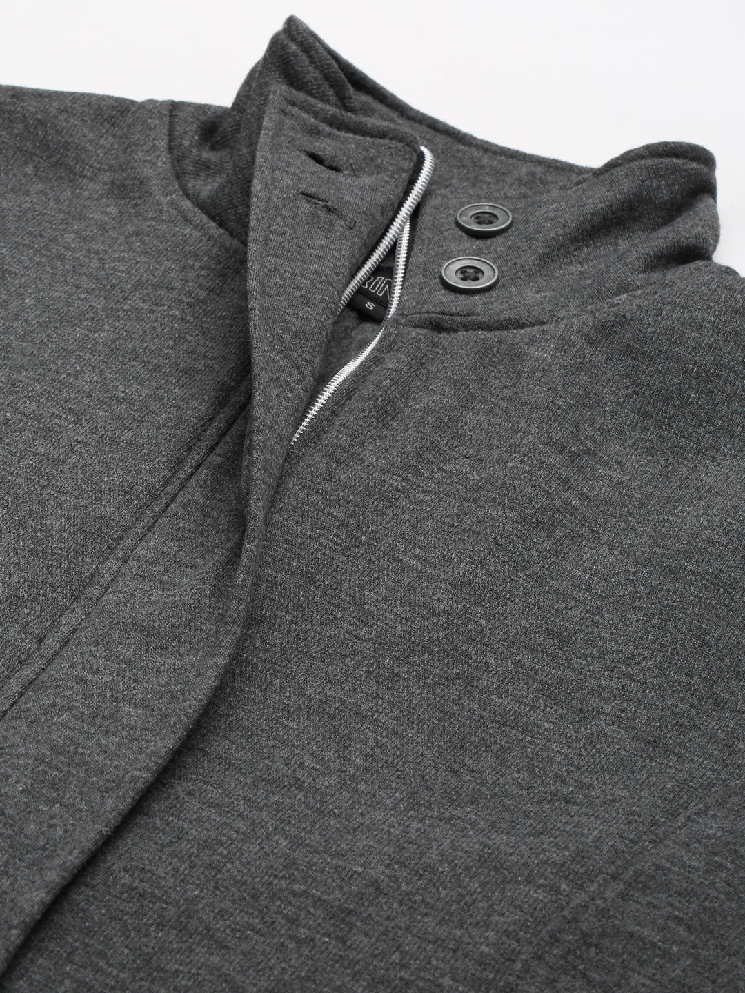 Mock Collar Fleece Front-Open Sweatshirt