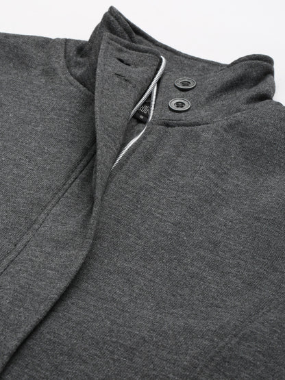 Mock Collar Fleece Front-Open Sweatshirt