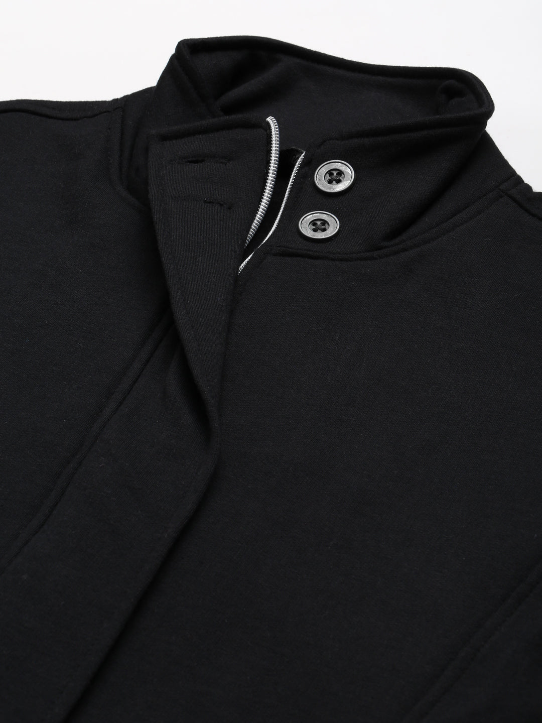 Mock Collar Fleece Front-Open Sweatshirt