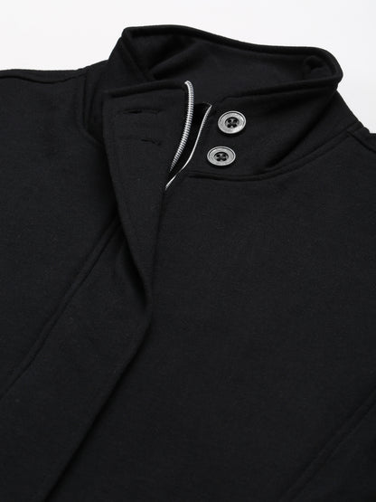 Mock Collar Fleece Front-Open Sweatshirt