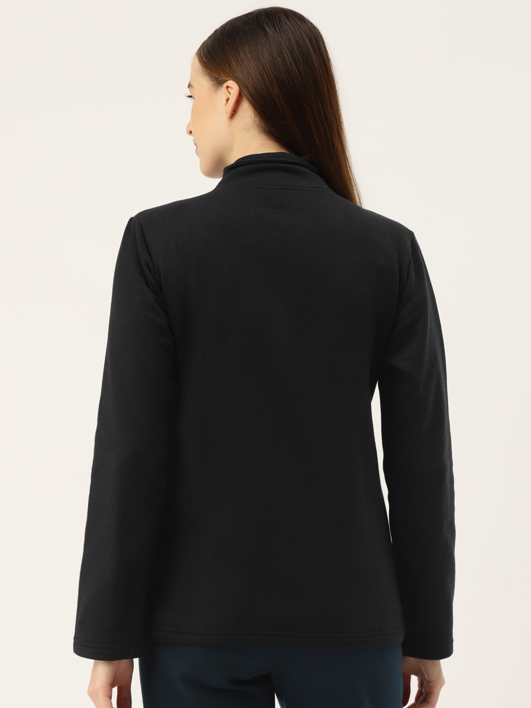 Mock Collar Fleece Front-Open Sweatshirt