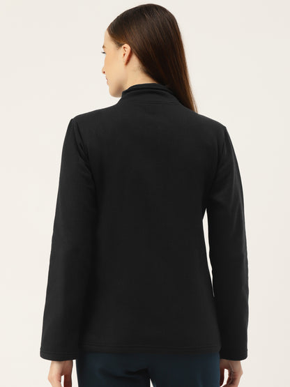 Mock Collar Fleece Front-Open Sweatshirt