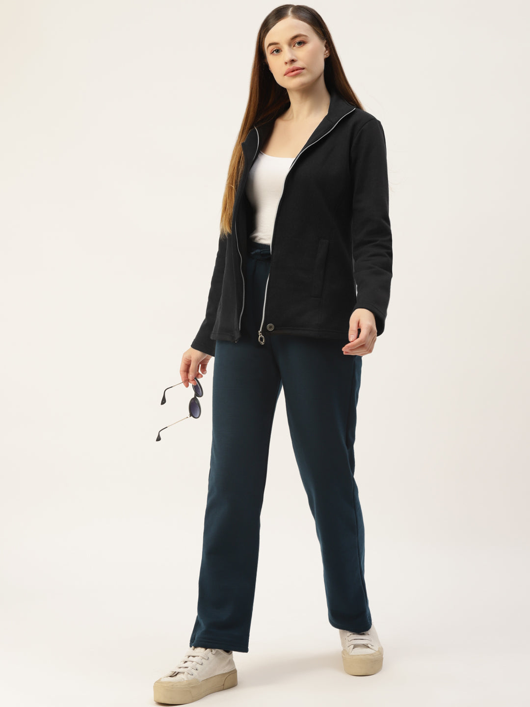 Mock Collar Fleece Front-Open Sweatshirt