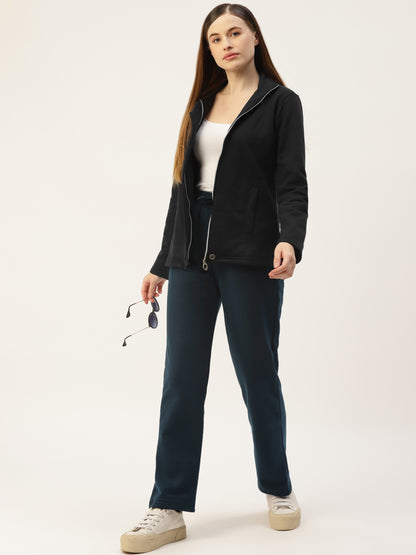 Mock Collar Fleece Front-Open Sweatshirt