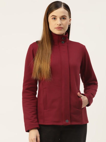 Mock Collar Fleece Front-Open Sweatshirt