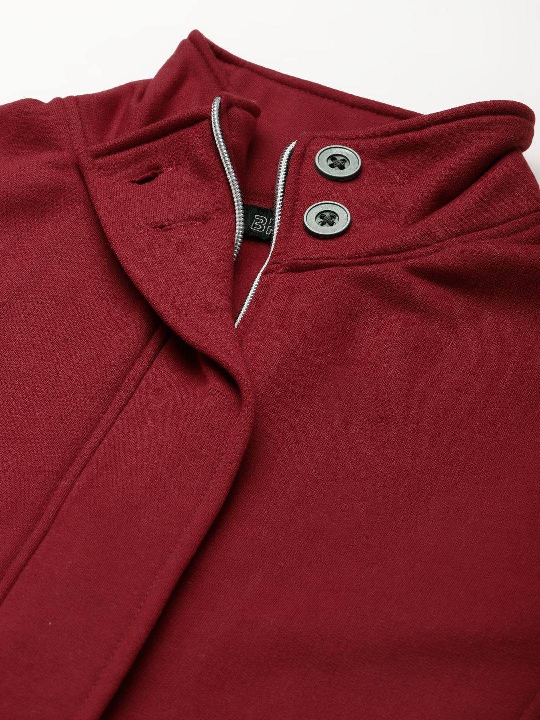 Mock Collar Fleece Front-Open Sweatshirt