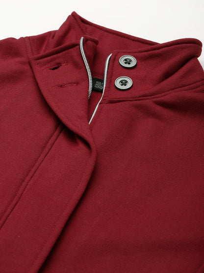 Mock Collar Fleece Front-Open Sweatshirt