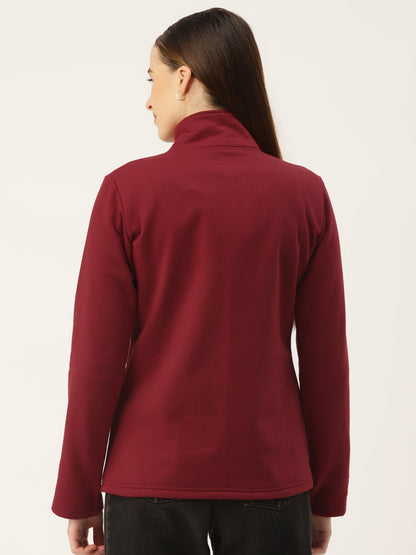 Mock Collar Fleece Front-Open Sweatshirt