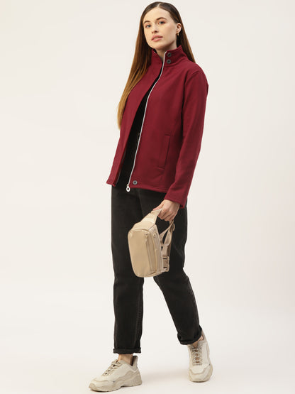 Mock Collar Fleece Front-Open Sweatshirt