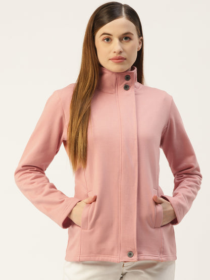 Mock Collar Fleece Front-Open Sweatshirt