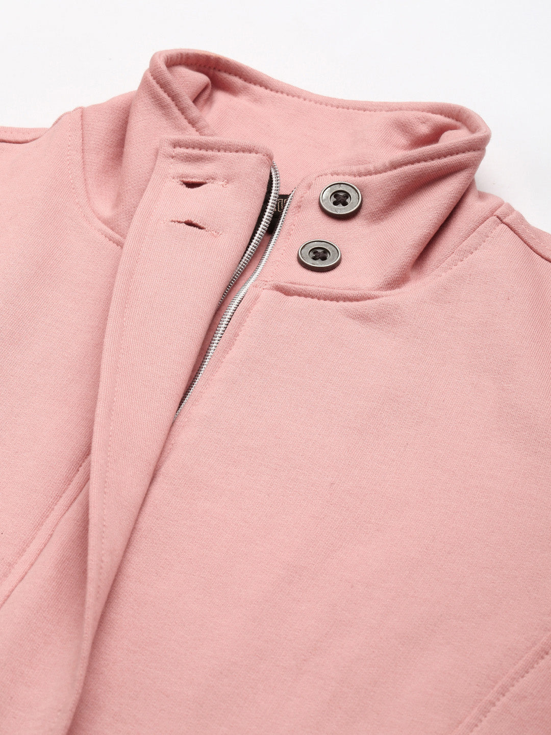 Mock Collar Fleece Front-Open Sweatshirt