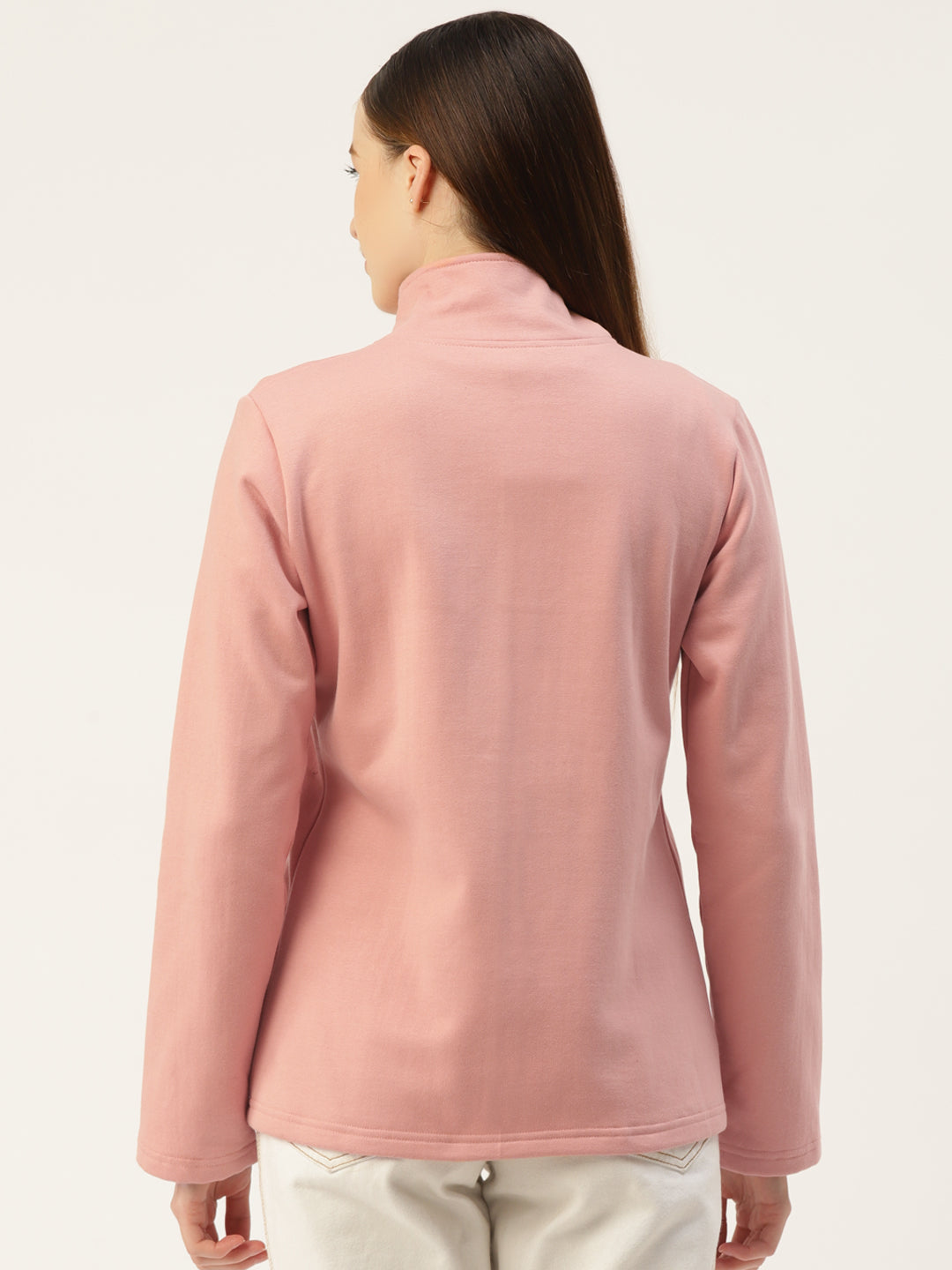 Mock Collar Fleece Front-Open Sweatshirt