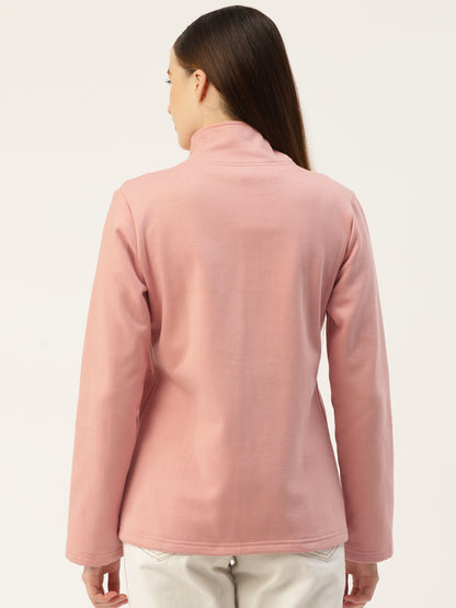 Mock Collar Fleece Front-Open Sweatshirt