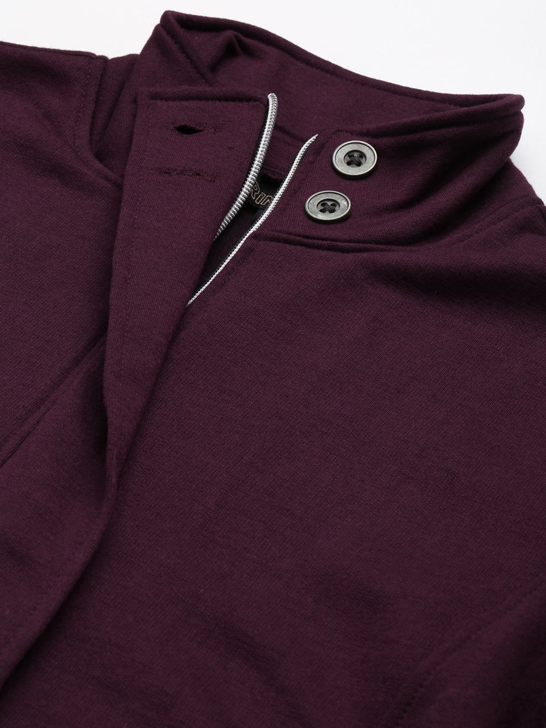 Mock Collar Fleece Front-Open Sweatshirt