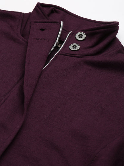 Mock Collar Fleece Front-Open Sweatshirt